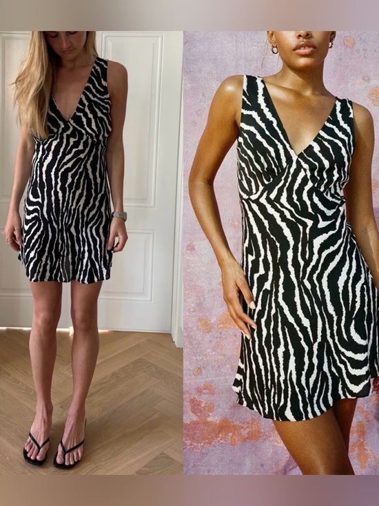 Realisation Par Dresses & Skirts - NWT Realisation Par Isabelli Mini Dress Zebra Print A-Line V-Neck EDC Dress L